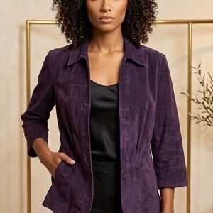 Coldwater Creek Purple Suede Leather Jacket Size L